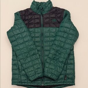 The North Face Kids Green and Black Thermoball Puffer Jacket
